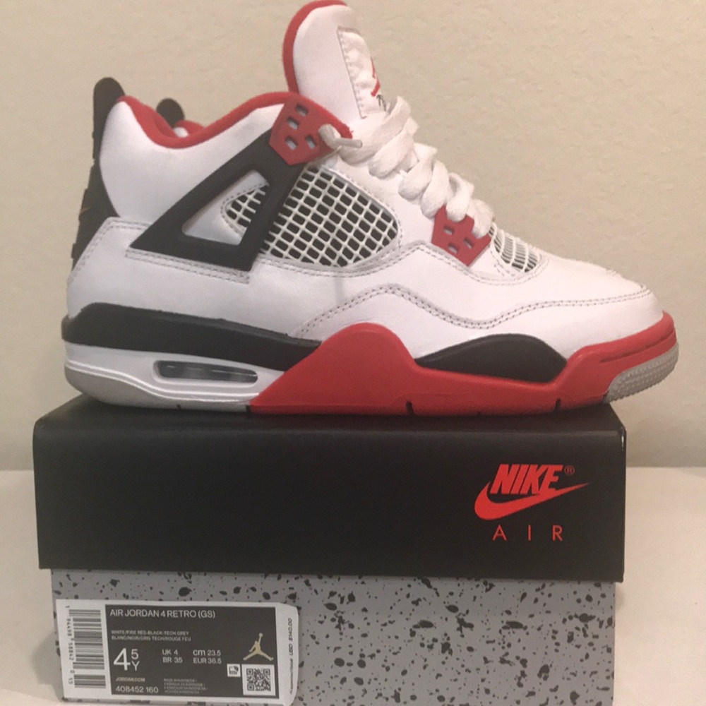 Retro Jordan 4 (GS) “Fire Red” - Picture 1 of 7